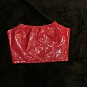 Red leather tube top